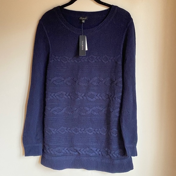 Talbots Crew Neck Blue Knit Sweater - Picture 1 of 7